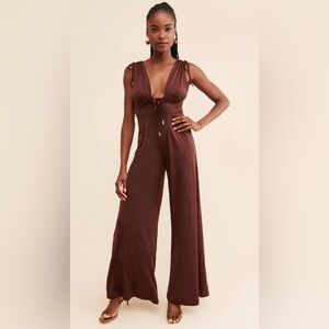 Rare London Ruched Wide Leg Jumpsuit